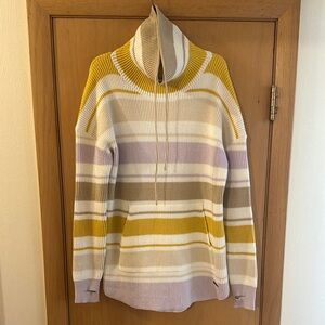 Carve Designs Women’s Striped Oversized Funnel Neck Sweater Pastel Purple Small